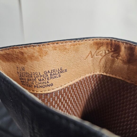 Naya Gazelle Leather Boots Black Block Heel Mid Calf 7.5 Women's Bikercore - Picture 3 of 13